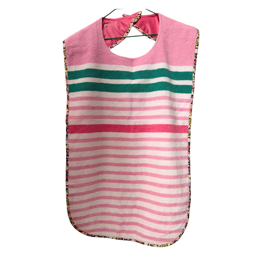 Pink stripe extra long adult bib #Dementia #Disability