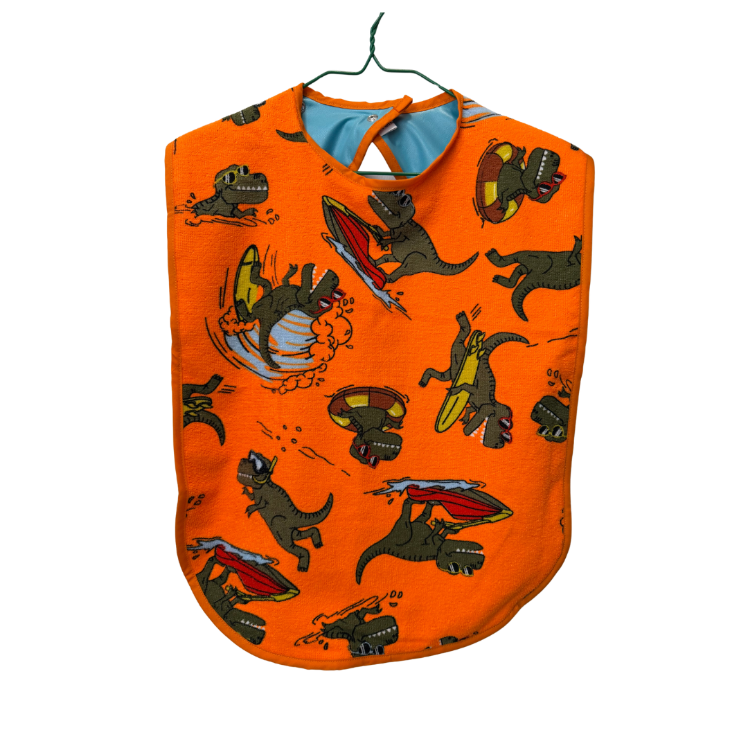 Surfing dinosaur Adult/child bib #Dementia #Disability