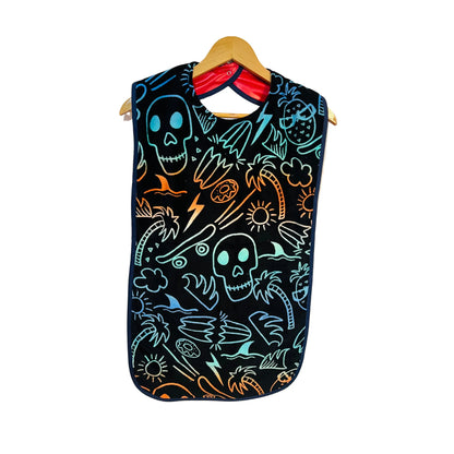 Skulls and treasure extra long adult bib #Dementia #Disability